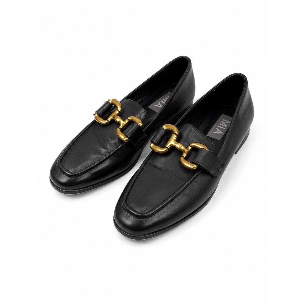 MIA Vintage Y2K Black Leather Horsebit Classic Slip On Loafers Women's Size 10